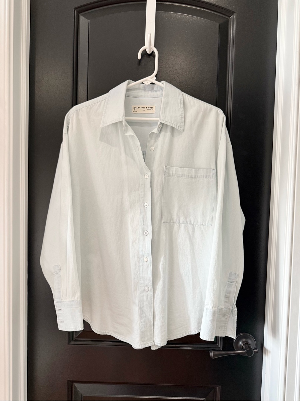 Electric & Rose 100% Cotton Oversized Button Down Shirt Light Blue S NWO